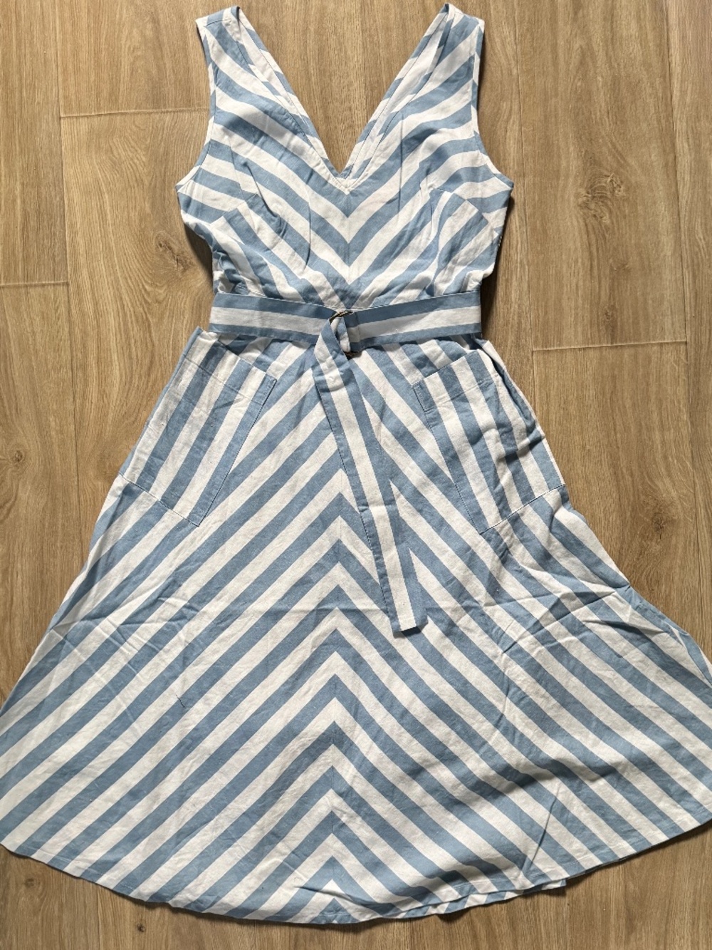 NWOT Kate Spade Sleeveless Striped Linen Cotton Blend Dress, Size 8 - Picture 4 of 7